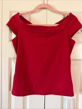 Reformation Red Off-Shoulder Crop Top